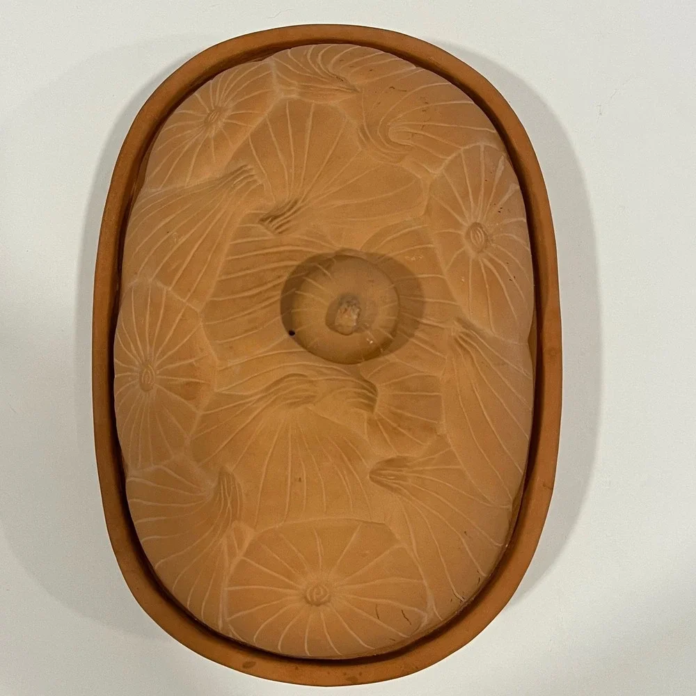Vintage 1994 Boston Warehouse Terracotta Onion Baker Roasted Garlic Keeper Oval